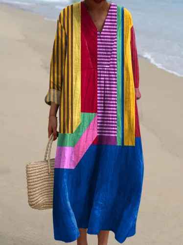 Zoe | Elegant Casual Maxi Dress for Women with Colorful Patchwork Print