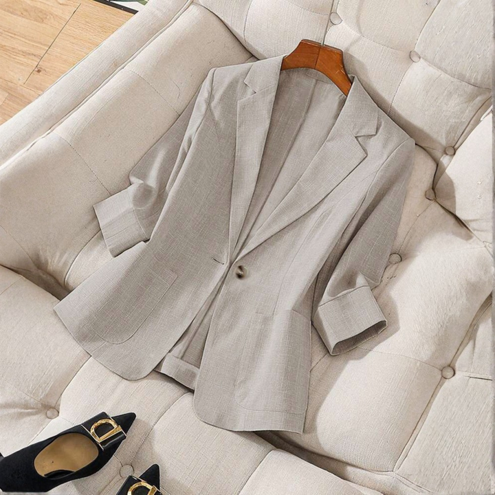 Gillian - Elegant Front Button Long Sleeve Office Blazer Coat