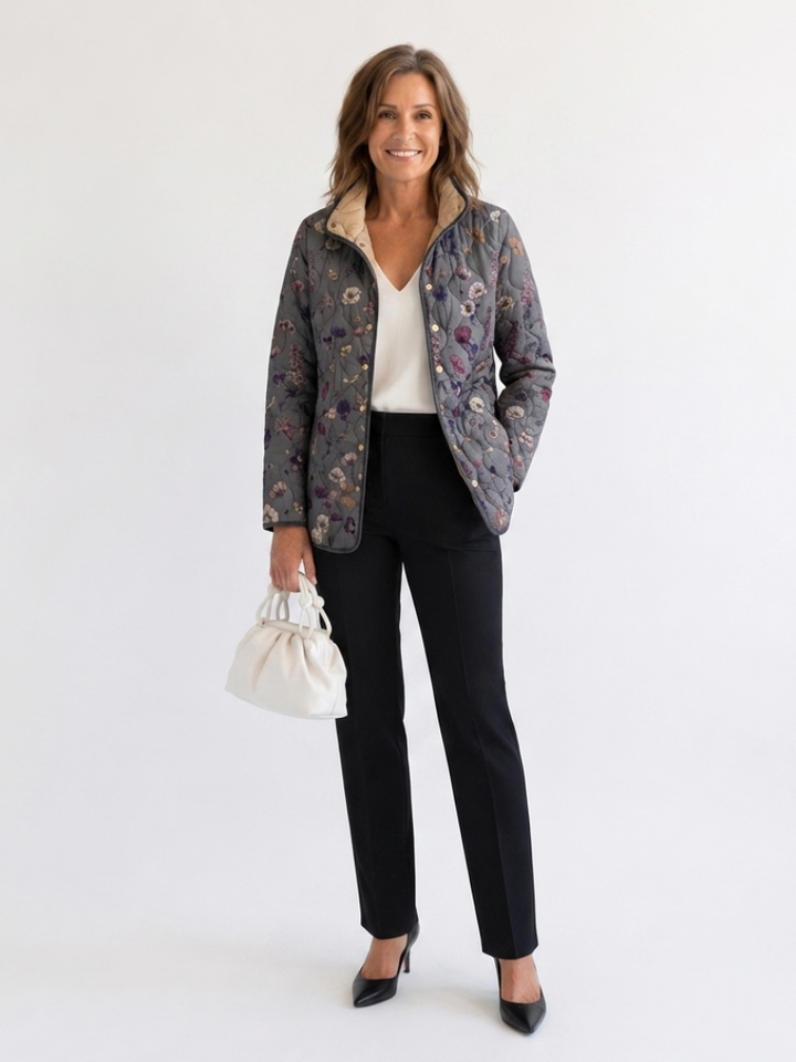 Niva | Vintage Floral Print Quilted Jacket