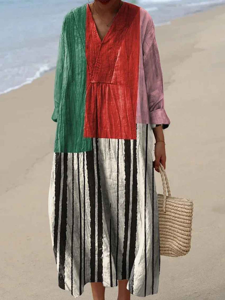Zoe | Elegant Casual Maxi Dress for Women with Colorful Patchwork Print
