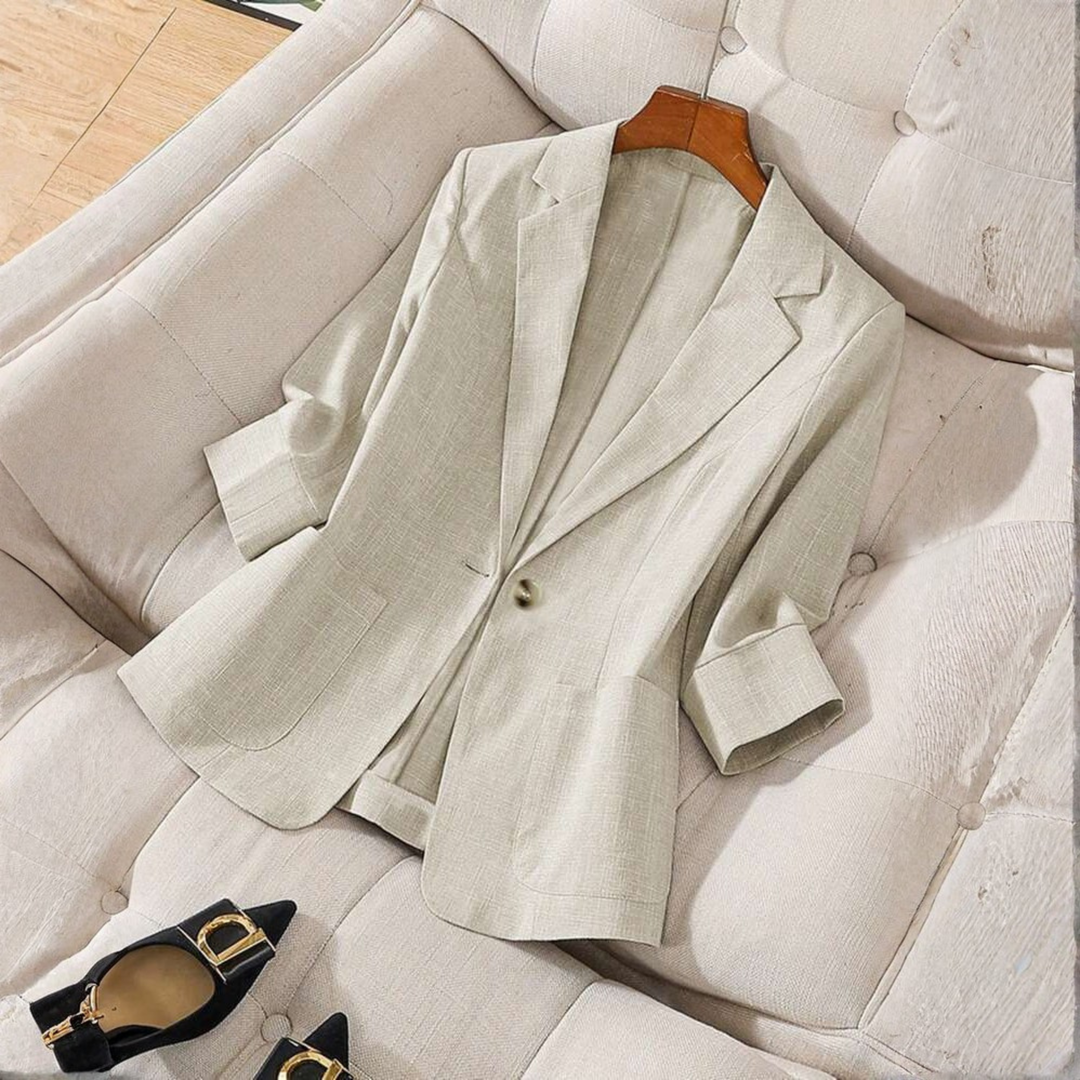 Gillian - Elegant Front Button Long Sleeve Office Blazer Coat