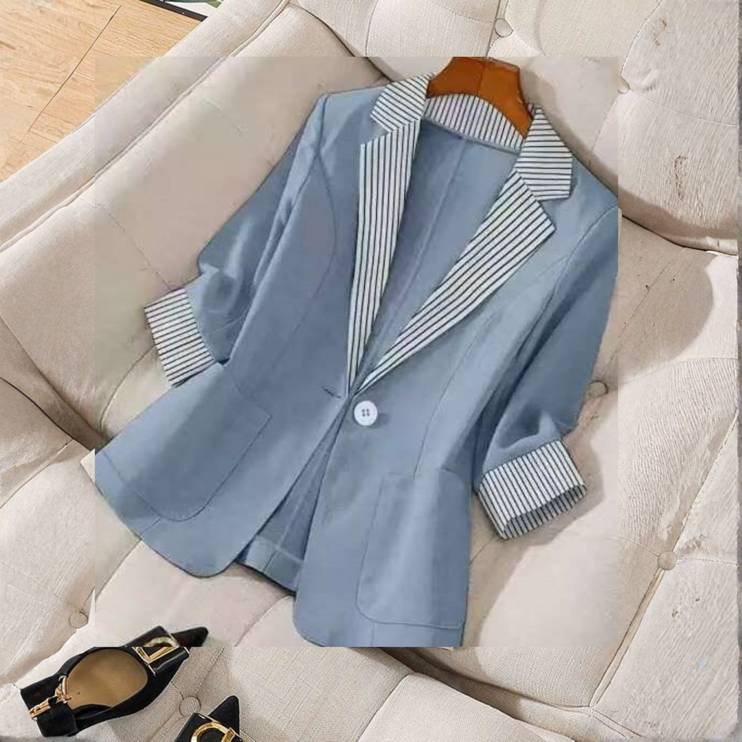 Gillian - Elegant Front Button Long Sleeve Office Blazer Coat