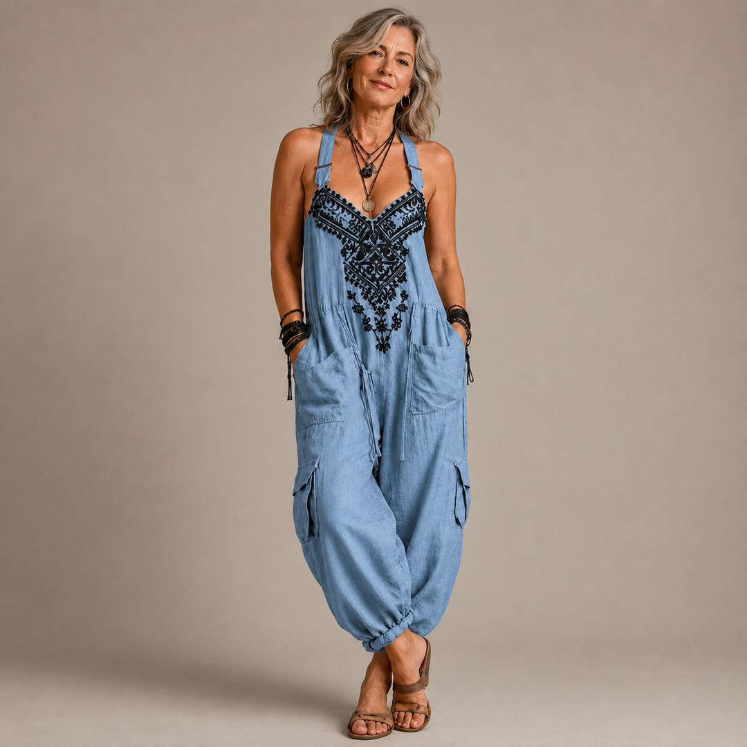 Astrid – Bohemian Embroidered Jumpsuit