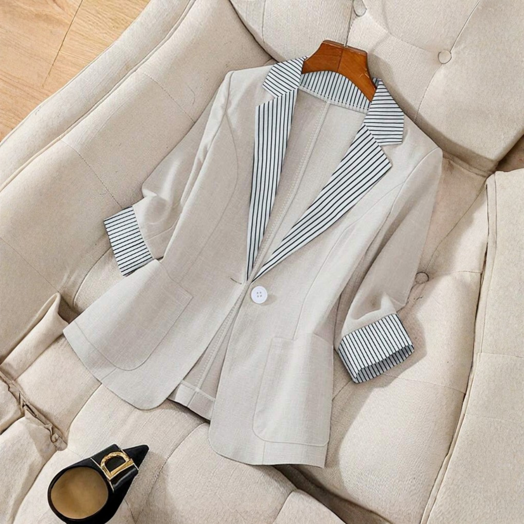 Gillian - Elegant Front Button Long Sleeve Office Blazer Coat