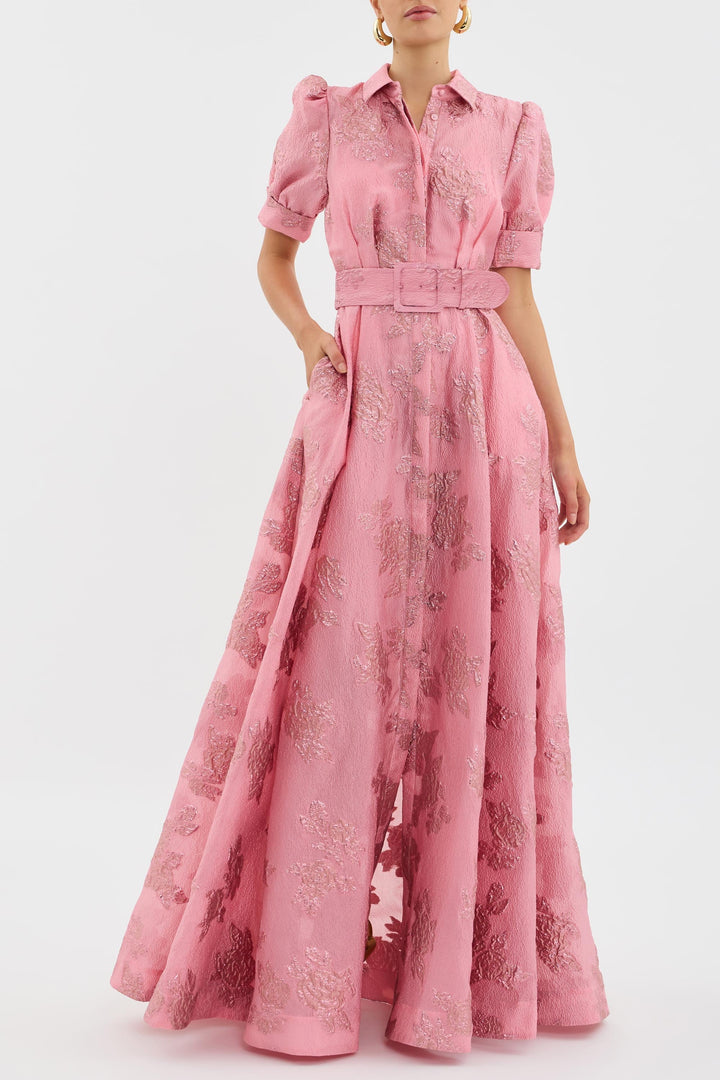 Camille | Elegant Pink Maxi Dress for Formal Wedding Guest Style