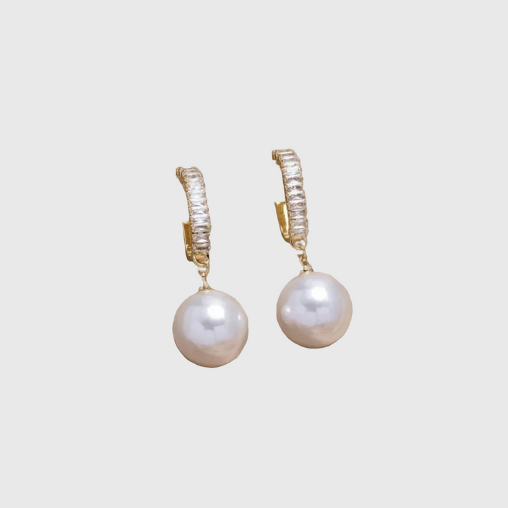 Elegant Earrings with Pearls and Zirconia