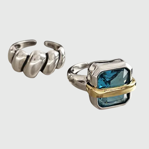 Blue Zircon Silver Ring