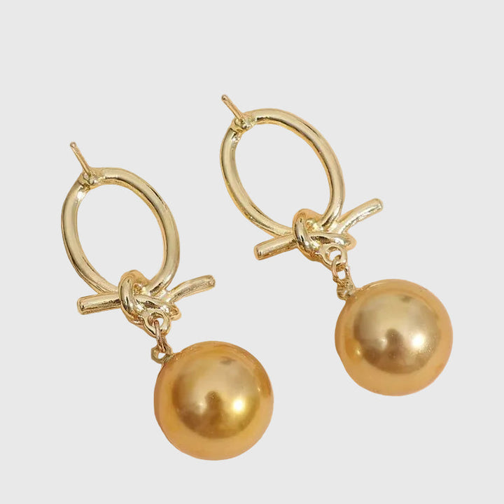 Golden Pearl Hoop Earrings