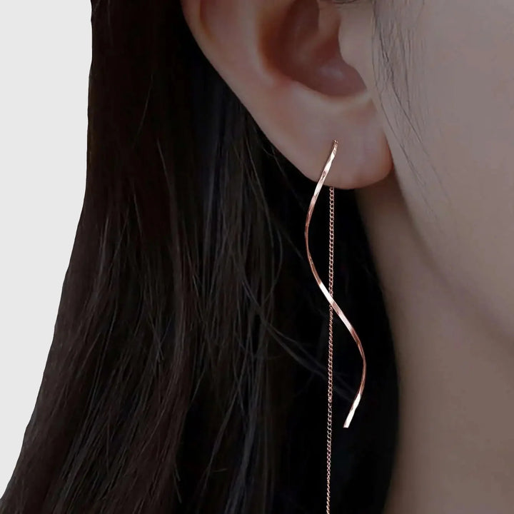 Long Earrings with Wavy Design