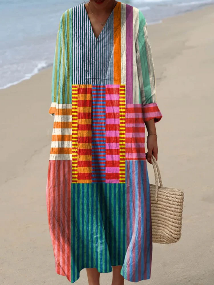 Zoe | Elegant Casual Maxi Dress for Women with Colorful Patchwork Print