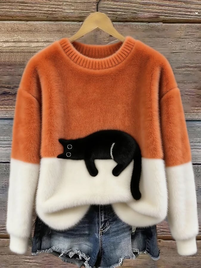 Aileen | Cat Print Oversized Sweater