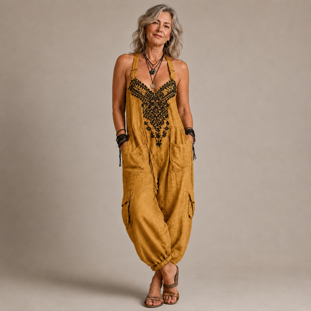 Astrid – Bohemian Embroidered Jumpsuit