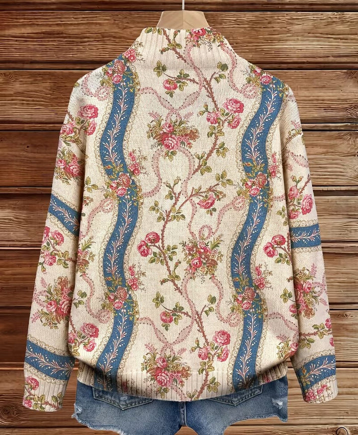 Eulalia | Climbing Rose Ribbon Zip Cardigan