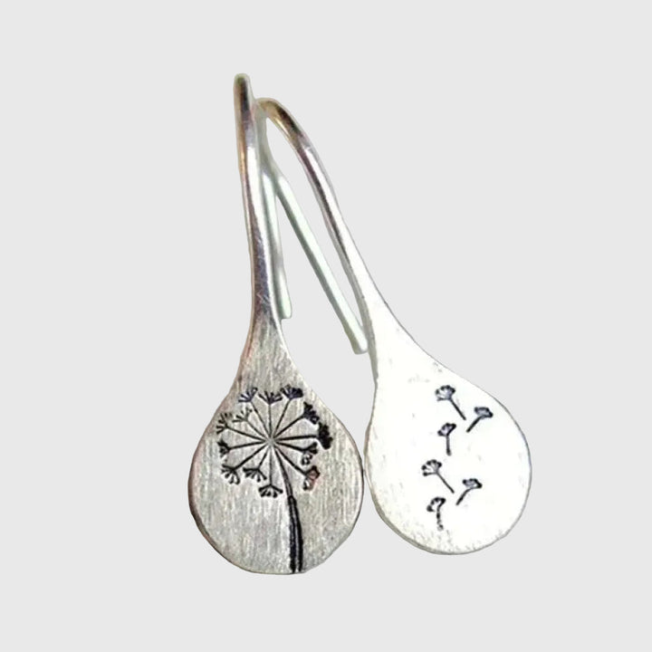 Elegant Silver Earrings in Dandelion Leaf Design