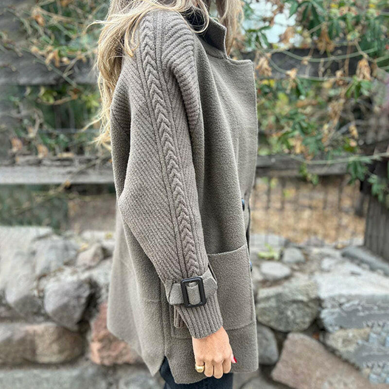 Marian | Knit Sleeve Double-Breasted Coat