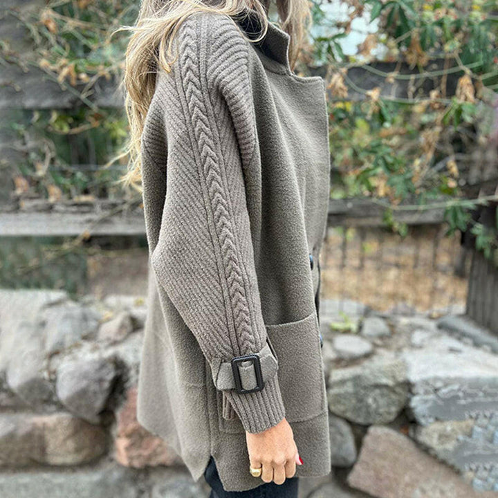 Marian | Knit Sleeve Double-Breasted Coat