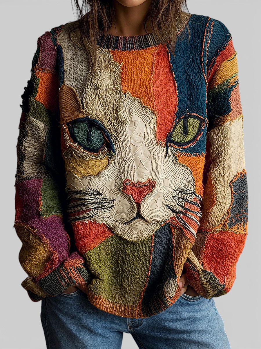 Zaira | Artistic Cat Print Top