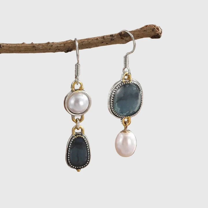 Retro Blue Natural Stone Earrings